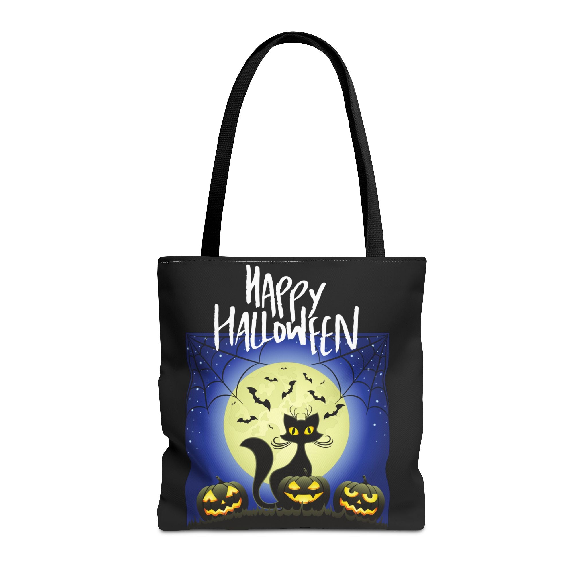 Happy Halloween Black Cat, Bats, and Spooky Pumkins Tote Bag