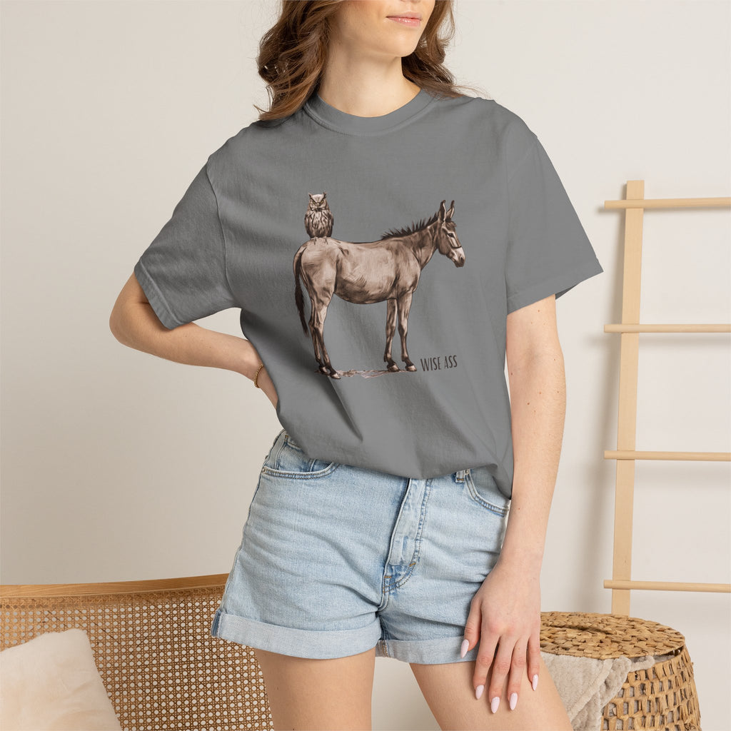 Certified Wise Ass Graphic Tee, Funny Donkey & Owl Shirt, Sarcastic Humor T-Shirt, Comfort Colors Vintage Style, Unisex Gag Gift