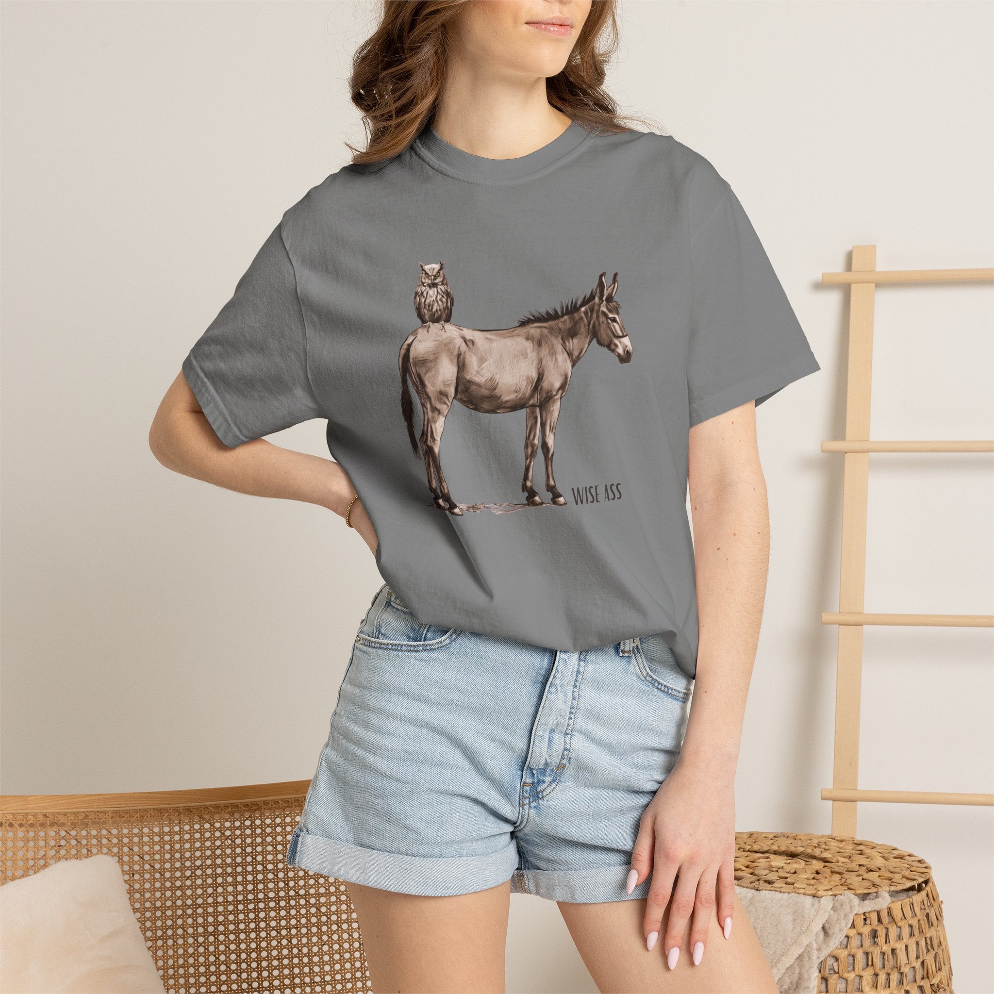 Certified Wise Ass Graphic Tee, Funny Donkey & Owl Shirt, Sarcastic Humor T-Shirt, Comfort Colors Vintage Style, Unisex Gag Gift