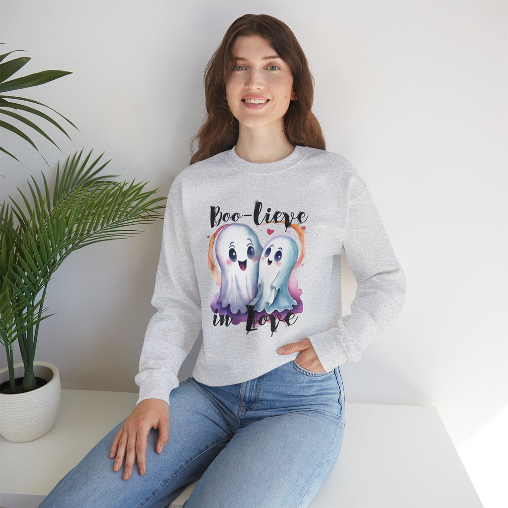 Boo-lieve in Love, Ghost love, Cute Ghosts, Halloween Ghosts in love, cute birthday or halloween gift, watercolor ghosts, Sweatshirt