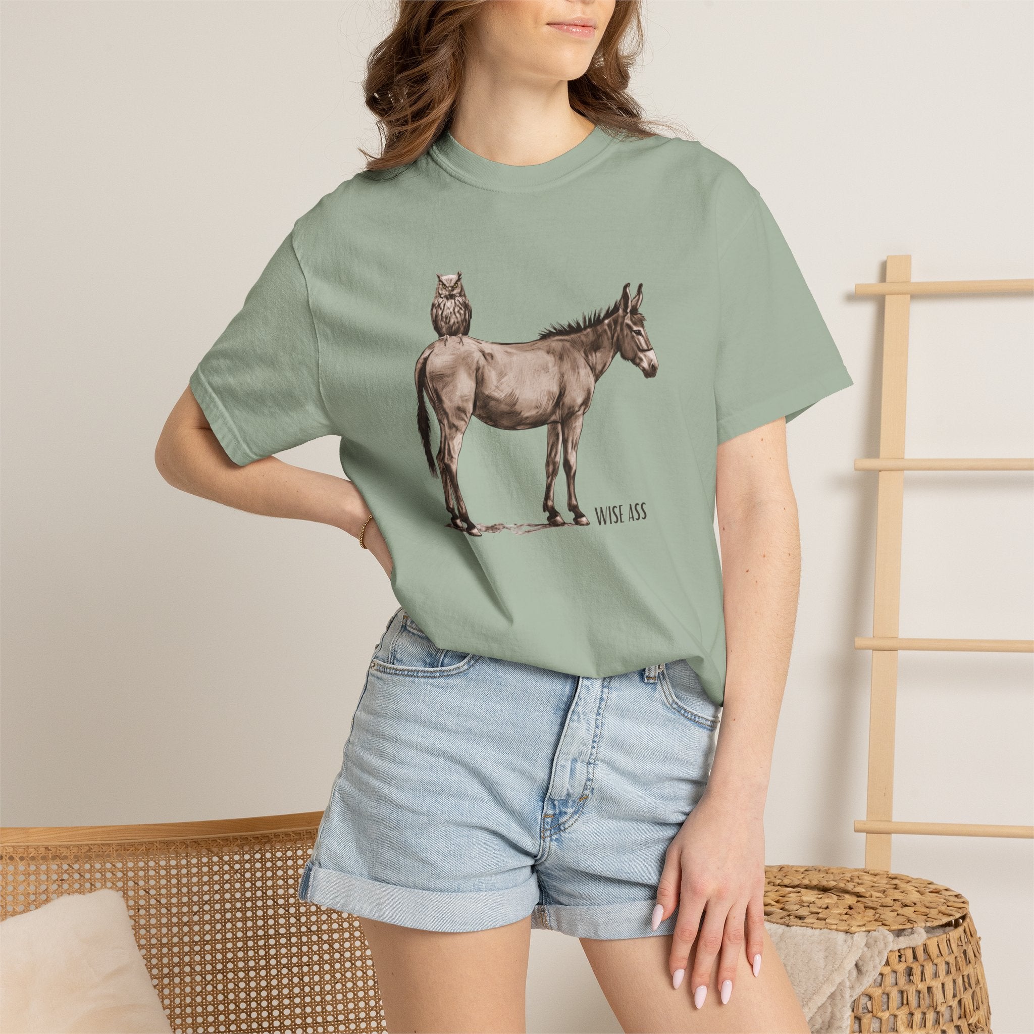 Certified Wise Ass Graphic Tee, Funny Donkey & Owl Shirt, Sarcastic Humor T-Shirt, Comfort Colors Vintage Style, Unisex Gag Gift