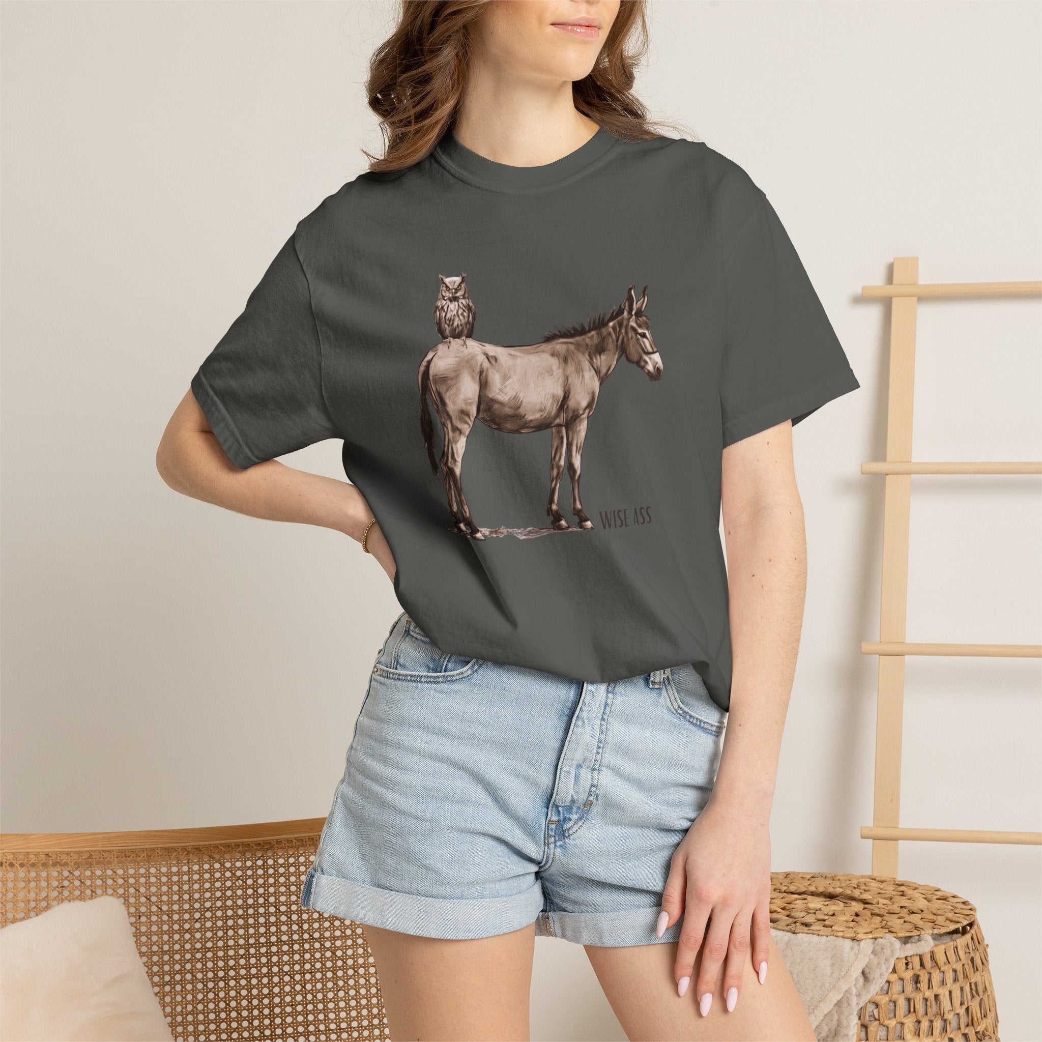 Certified Wise Ass Graphic Tee, Funny Donkey & Owl Shirt, Sarcastic Humor T-Shirt, Comfort Colors Vintage Style, Unisex Gag Gift