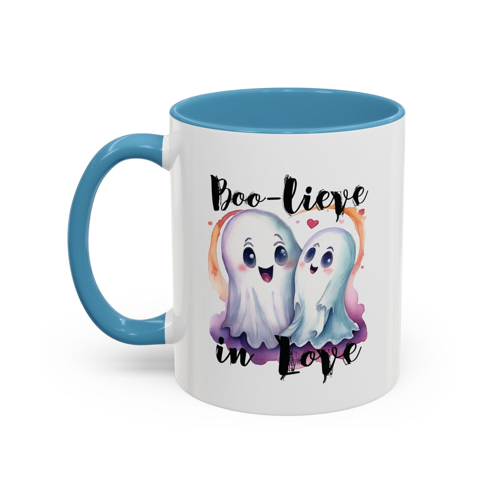 Boo-lieve in Love, Ghost love, Cute Ghosts, Halloween Ghosts in love, cute birthday or halloween gift, watercolor ghosts, Coffee Mug (11oz)