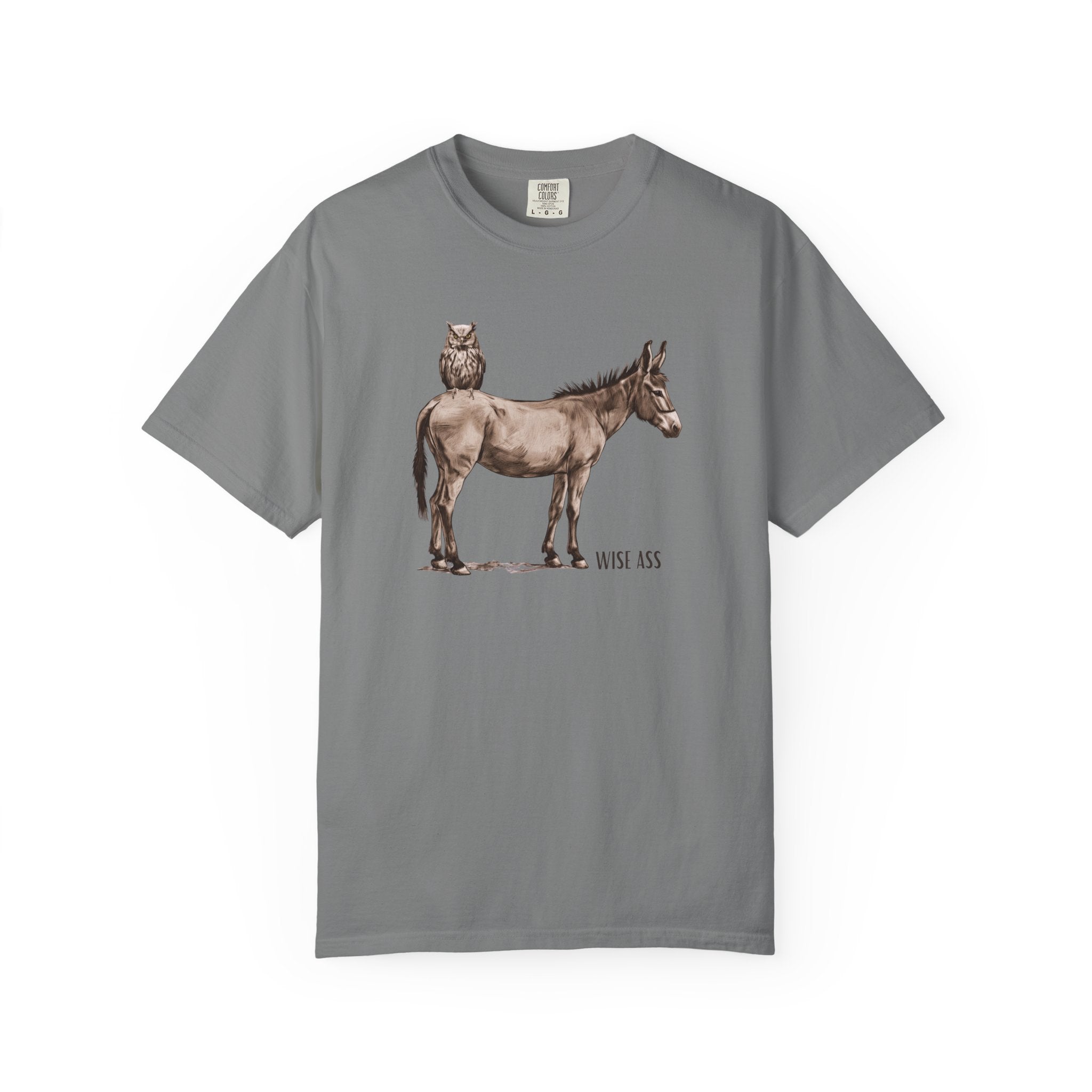Certified Wise Ass Graphic Tee, Funny Donkey & Owl Shirt, Sarcastic Humor T-Shirt, Comfort Colors Vintage Style, Unisex Gag Gift