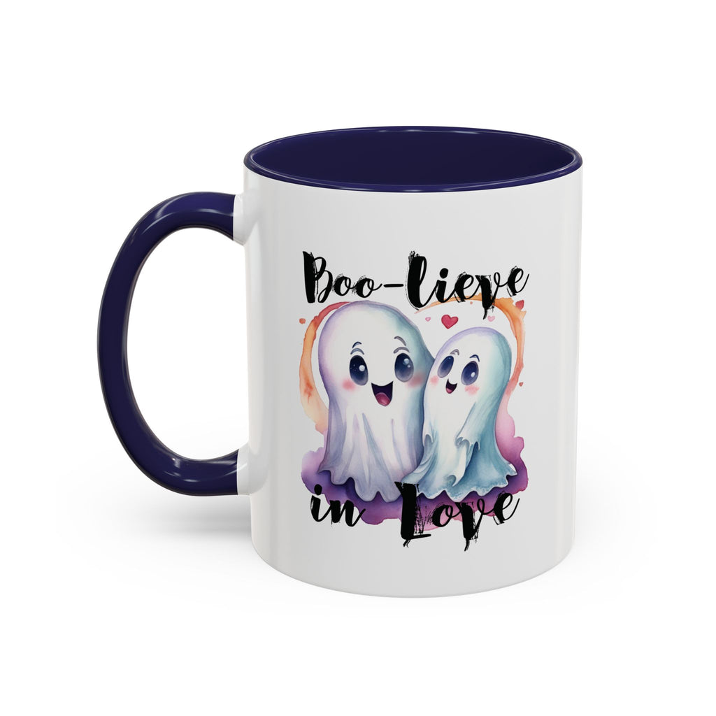 Boo-lieve in Love, Ghost love, Cute Ghosts, Halloween Ghosts in love, cute birthday or halloween gift, watercolor ghosts, Coffee Mug (11oz)