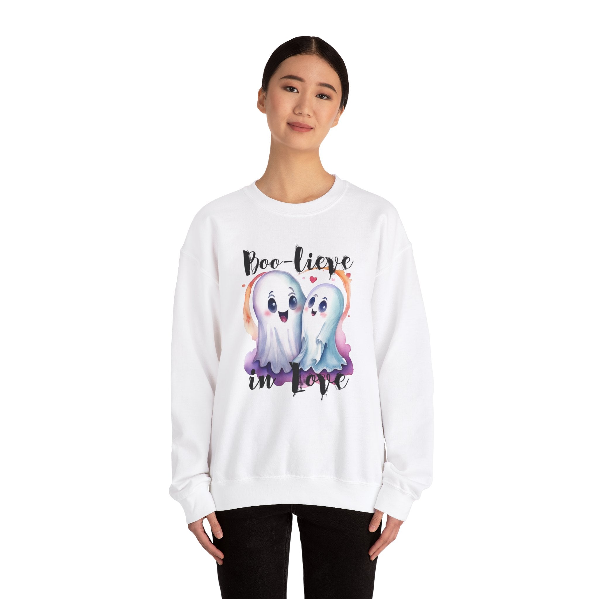 Boo-lieve in Love, Ghost love, Cute Ghosts, Halloween Ghosts in love, cute birthday or halloween gift, watercolor ghosts, Sweatshirt