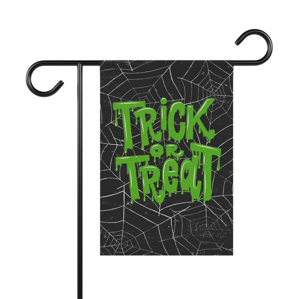 Halloween Garden Banner, Cobwebs, Trick or Treat, Black and Green, Outdoor Decoration, Holiday Home Decor
