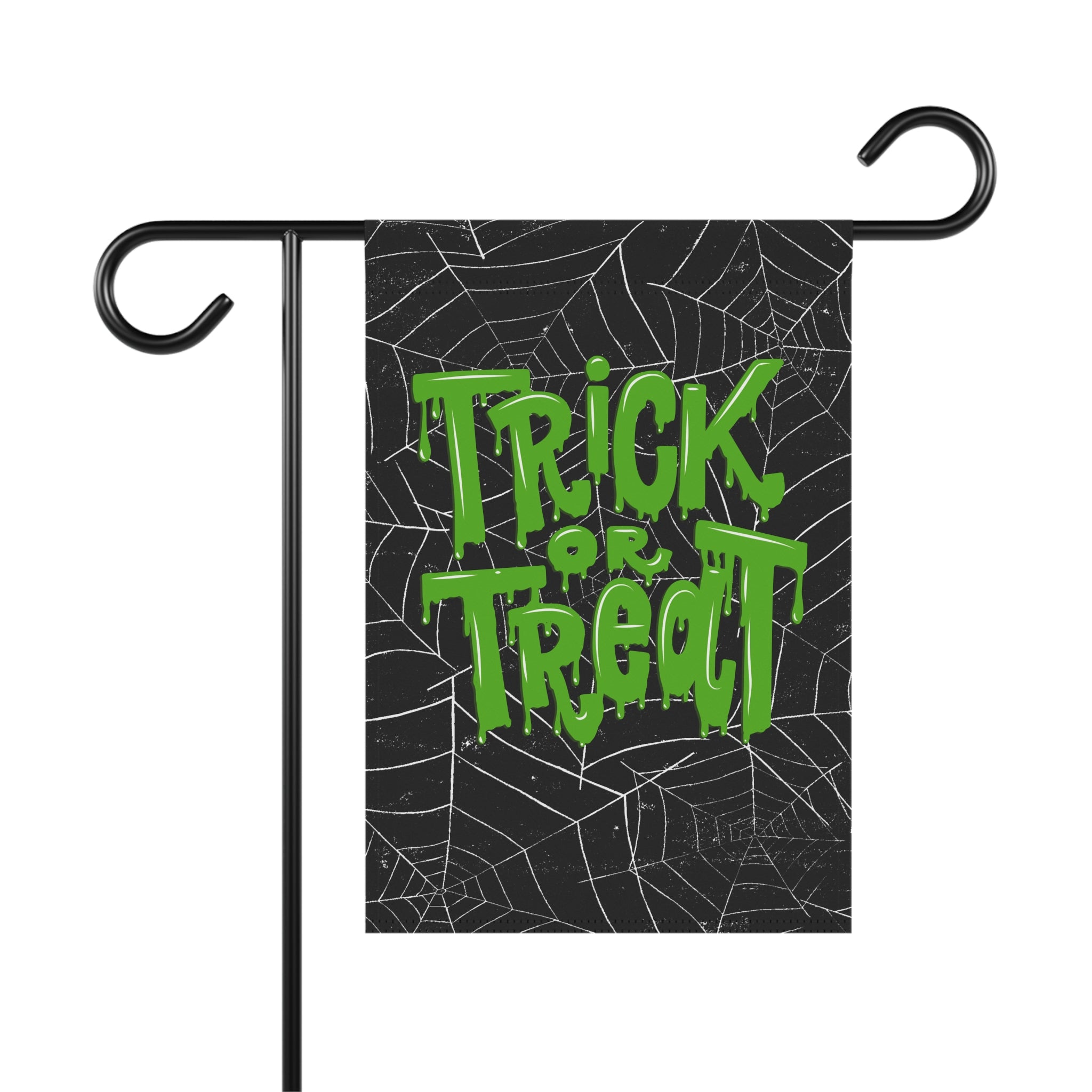 Halloween Garden Banner, Cobwebs, Trick or Treat, Black and Green, Outdoor Decoration, Holiday Home Decor