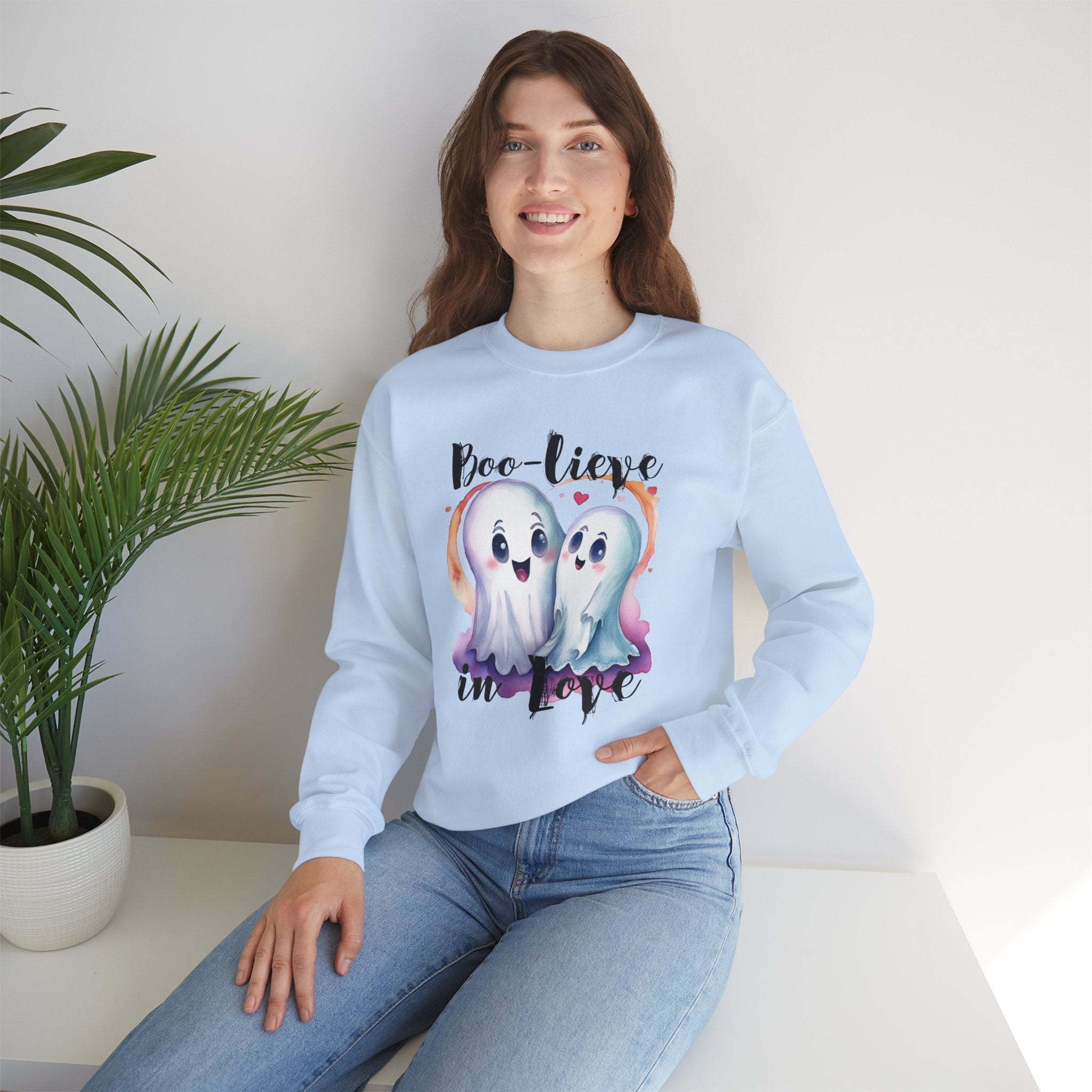 Boo-lieve in Love, Ghost love, Cute Ghosts, Halloween Ghosts in love, cute birthday or halloween gift, watercolor ghosts, Sweatshirt
