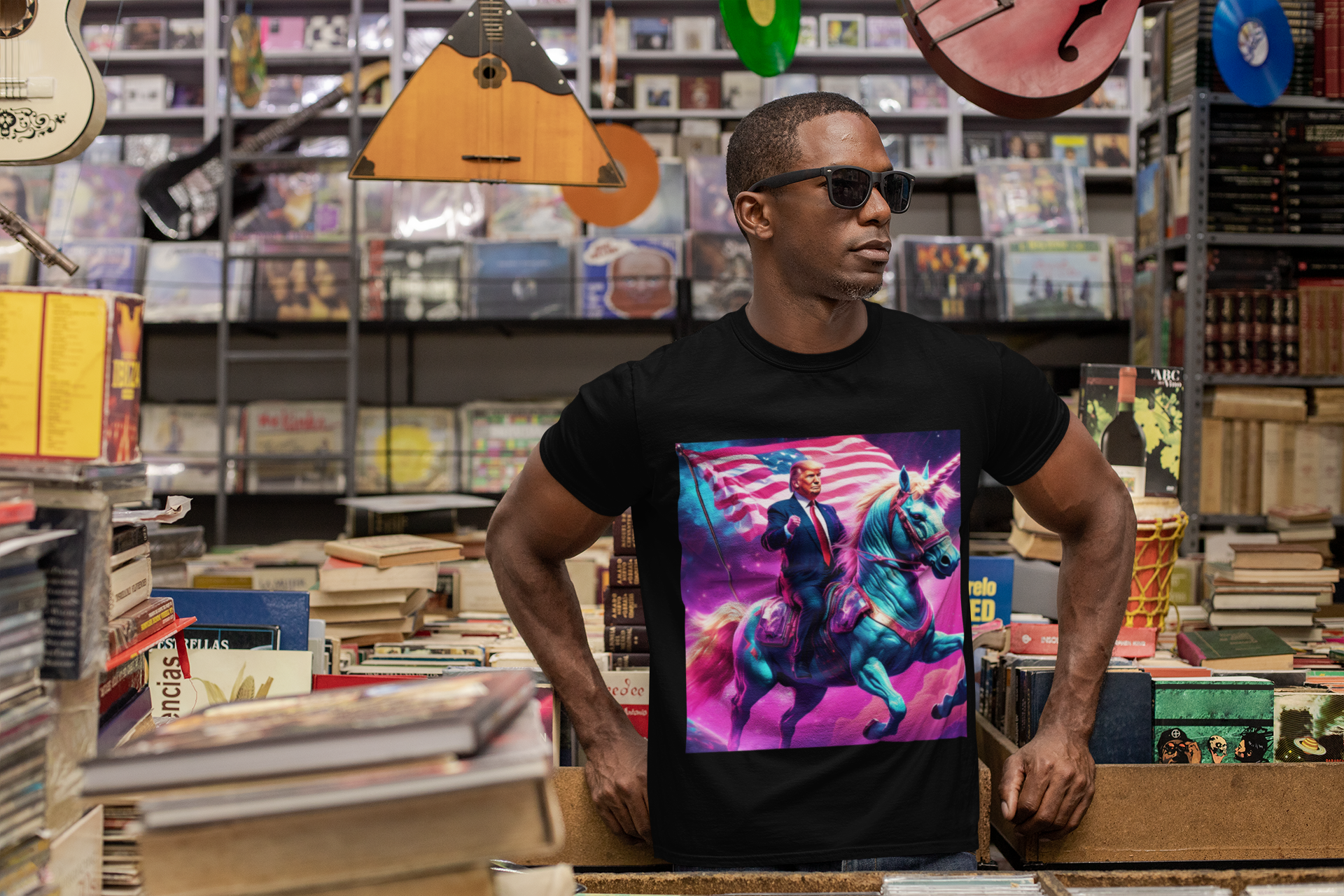 Patriotic Fantasy: Trump Riding a Unicorn Tee