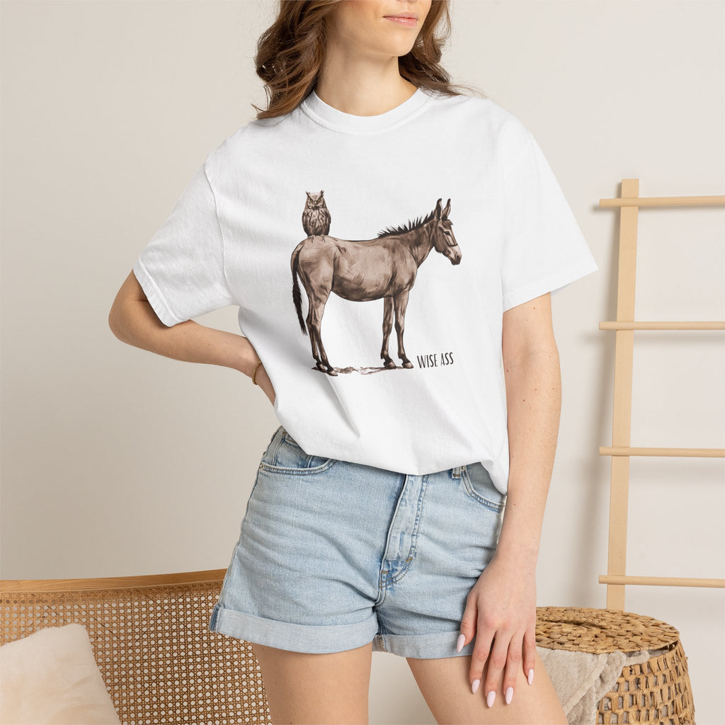 Certified Wise Ass Graphic Tee, Funny Donkey & Owl Shirt, Sarcastic Humor T-Shirt, Comfort Colors Vintage Style, Unisex Gag Gift