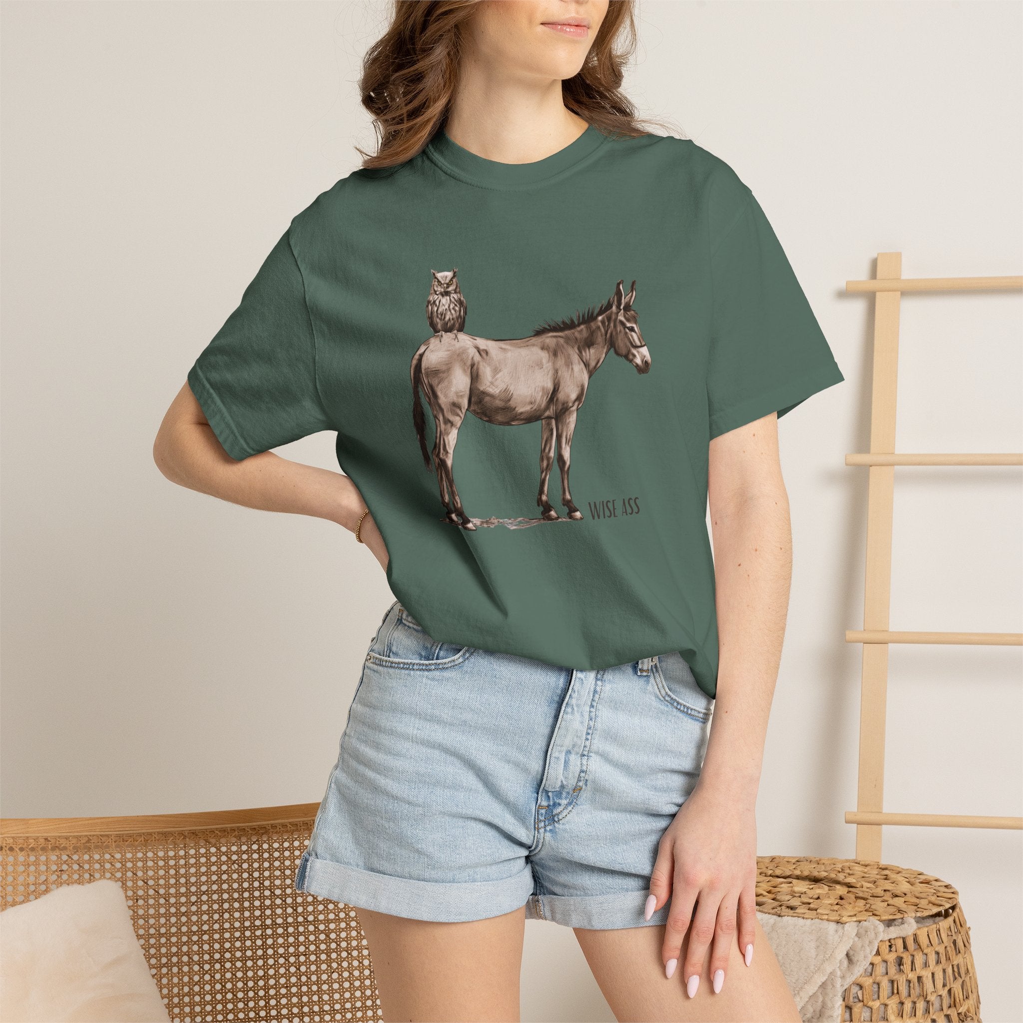 Certified Wise Ass Graphic Tee, Funny Donkey & Owl Shirt, Sarcastic Humor T-Shirt, Comfort Colors Vintage Style, Unisex Gag Gift