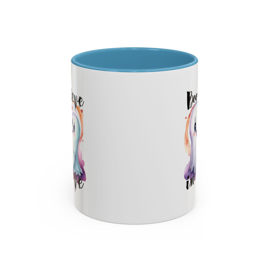 Boo-lieve in Love, Ghost love, Cute Ghosts, Halloween Ghosts in love, cute birthday or halloween gift, watercolor ghosts, Coffee Mug (11oz)