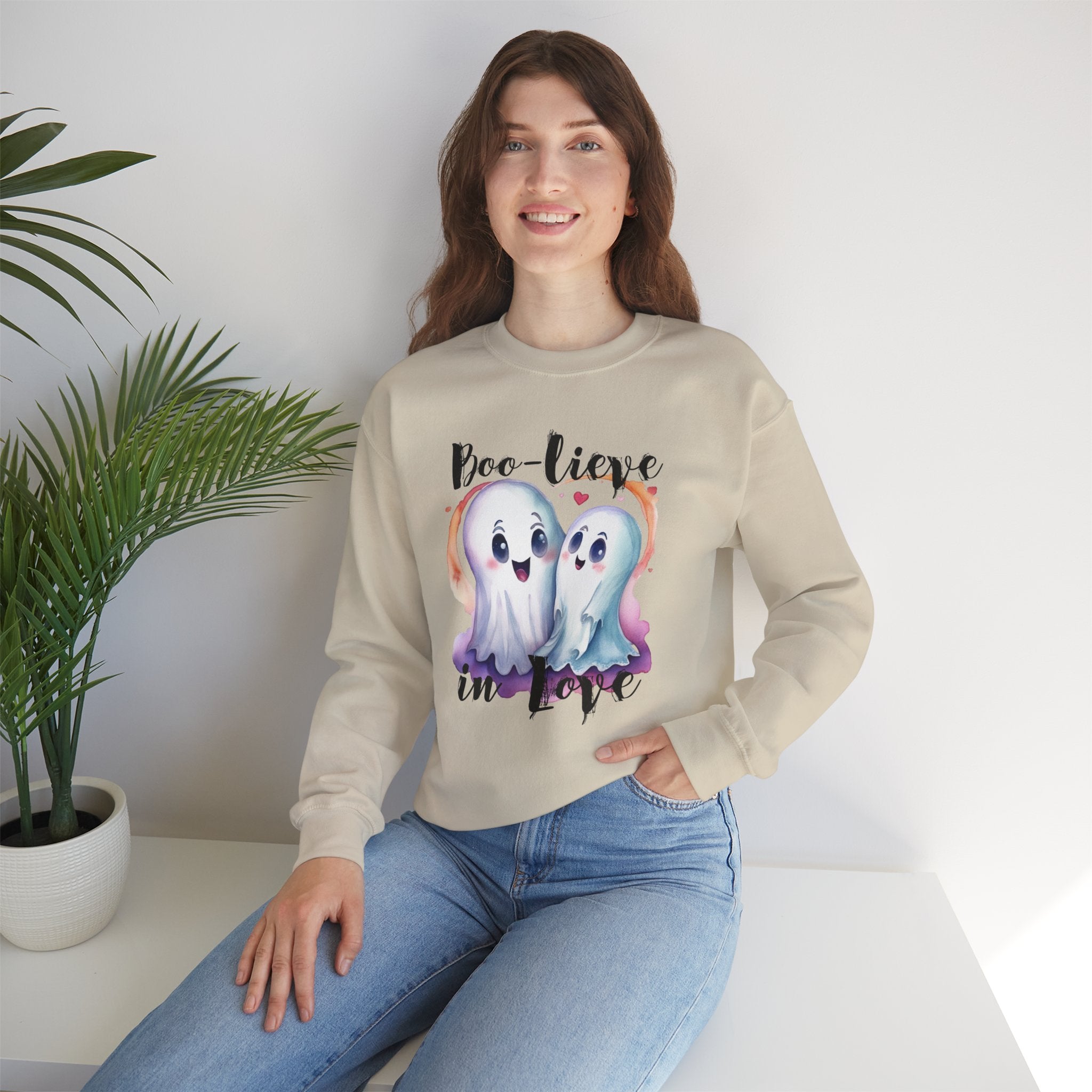 Boo-lieve in Love, Ghost love, Cute Ghosts, Halloween Ghosts in love, cute birthday or halloween gift, watercolor ghosts, Sweatshirt