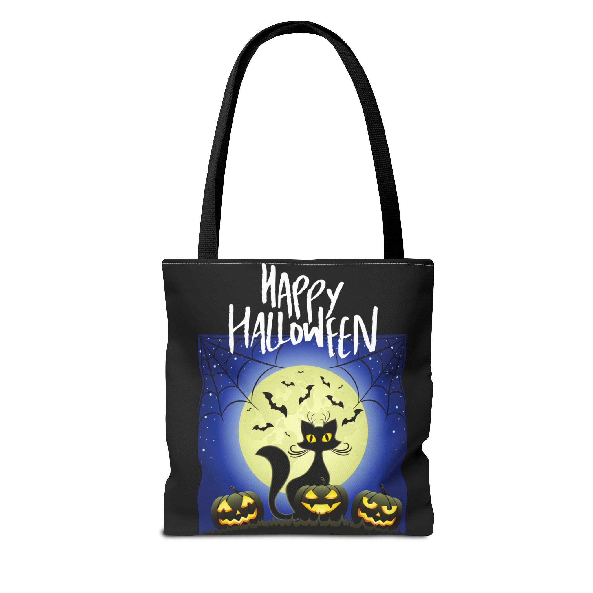 Happy Halloween Black Cat, Bats, and Spooky Pumkins Tote Bag