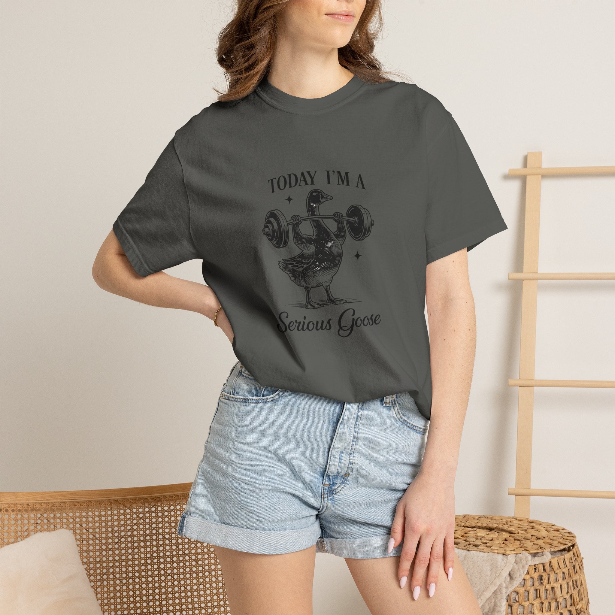 Today Im A Serious Goose Shirt, Funny Goose Graphic Tee, Sarcastic Animal Shirt, Weightlifting Goose T-Shirt, Comfort Colors Unisex Tee