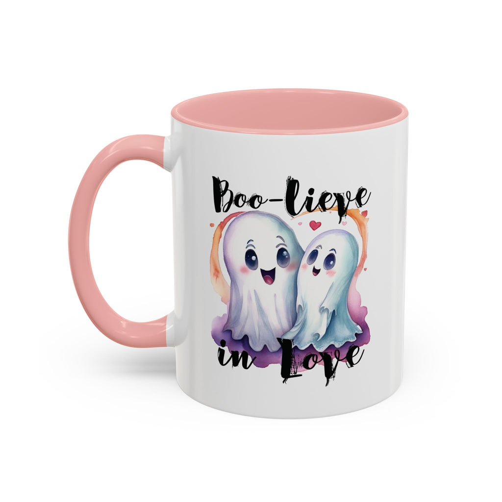 Boo-lieve in Love, Ghost love, Cute Ghosts, Halloween Ghosts in love, cute birthday or halloween gift, watercolor ghosts, Coffee Mug (11oz)