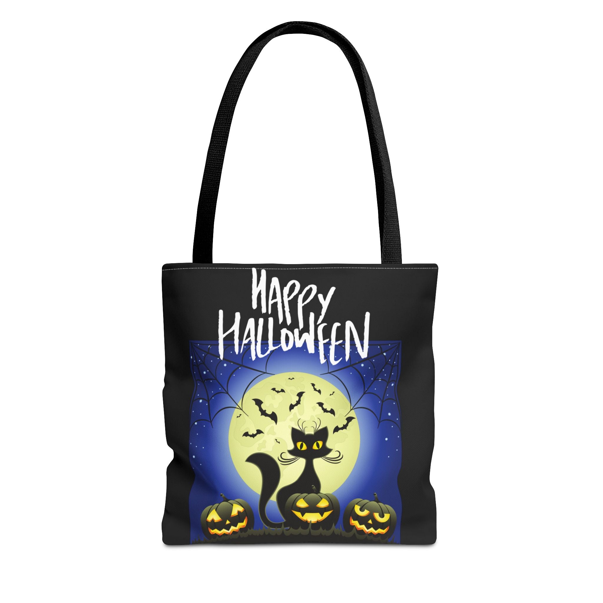 Happy Halloween Black Cat, Bats, and Spooky Pumkins Tote Bag