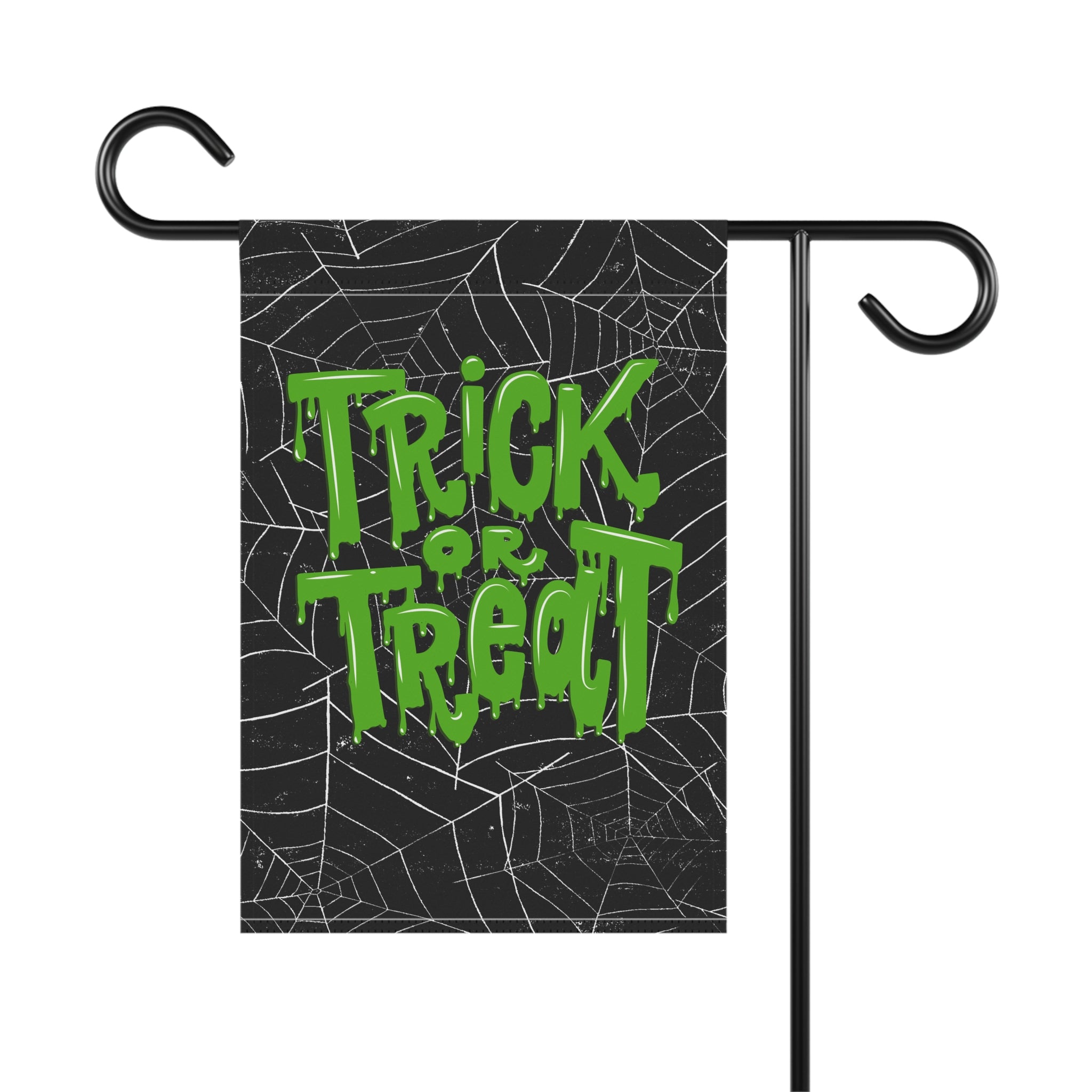 Halloween Garden Banner, Cobwebs, Trick or Treat, Black and Green, Outdoor Decoration, Holiday Home Decor