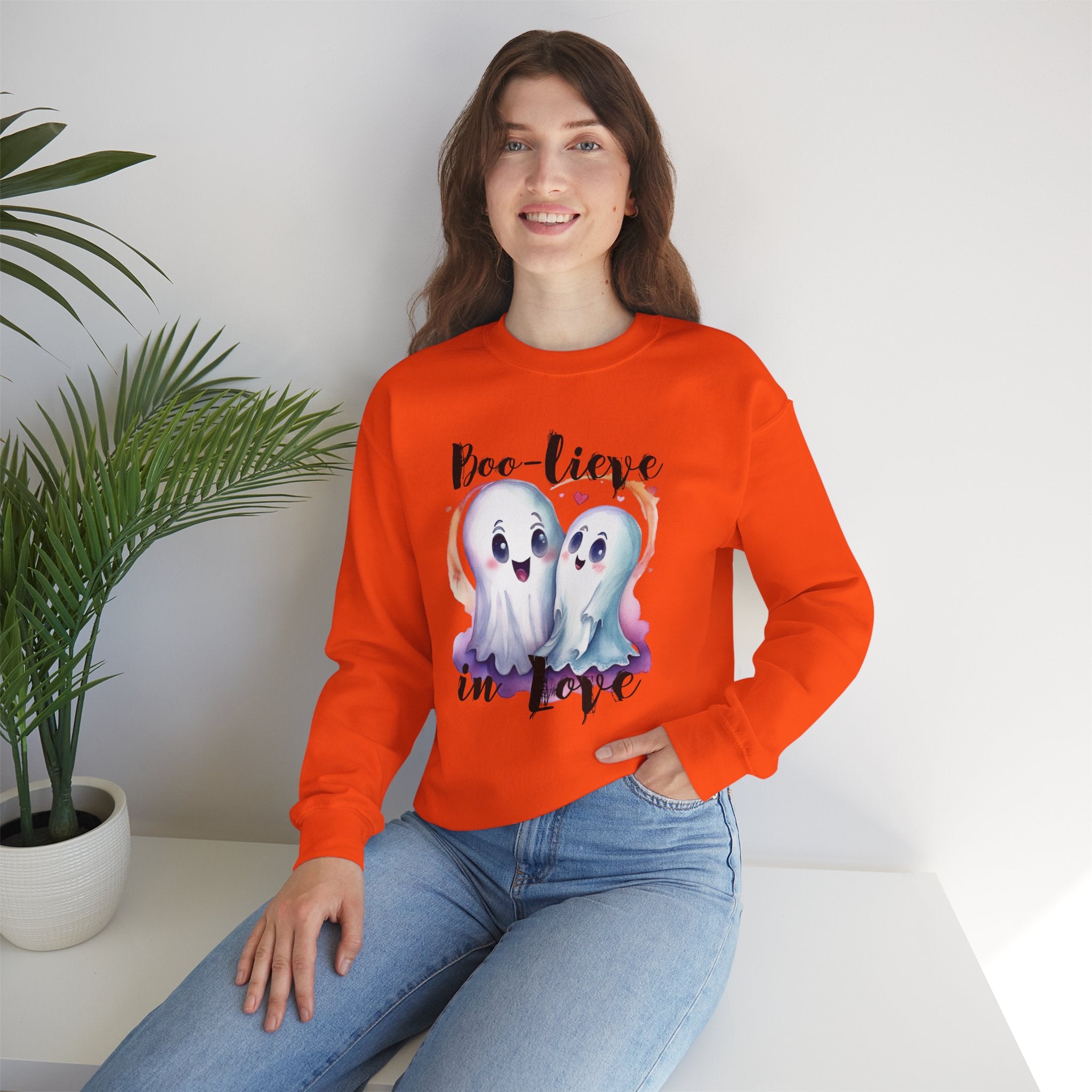 Boo-lieve in Love, Ghost love, Cute Ghosts, Halloween Ghosts in love, cute birthday or halloween gift, watercolor ghosts, Sweatshirt