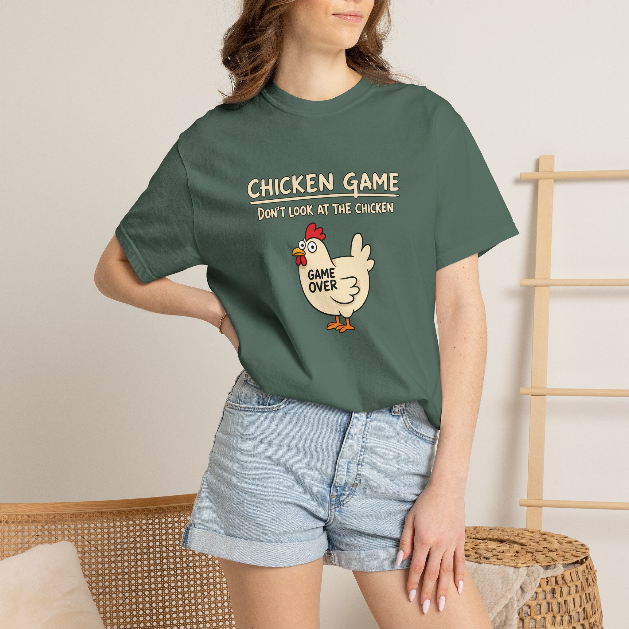 Chicken Game Shirt, Funny Game Night Shirt, Don't Look at the Chicken Tee, Game Over Chicken Shirt, Funny Party Shirt, Comfort Colors Tee