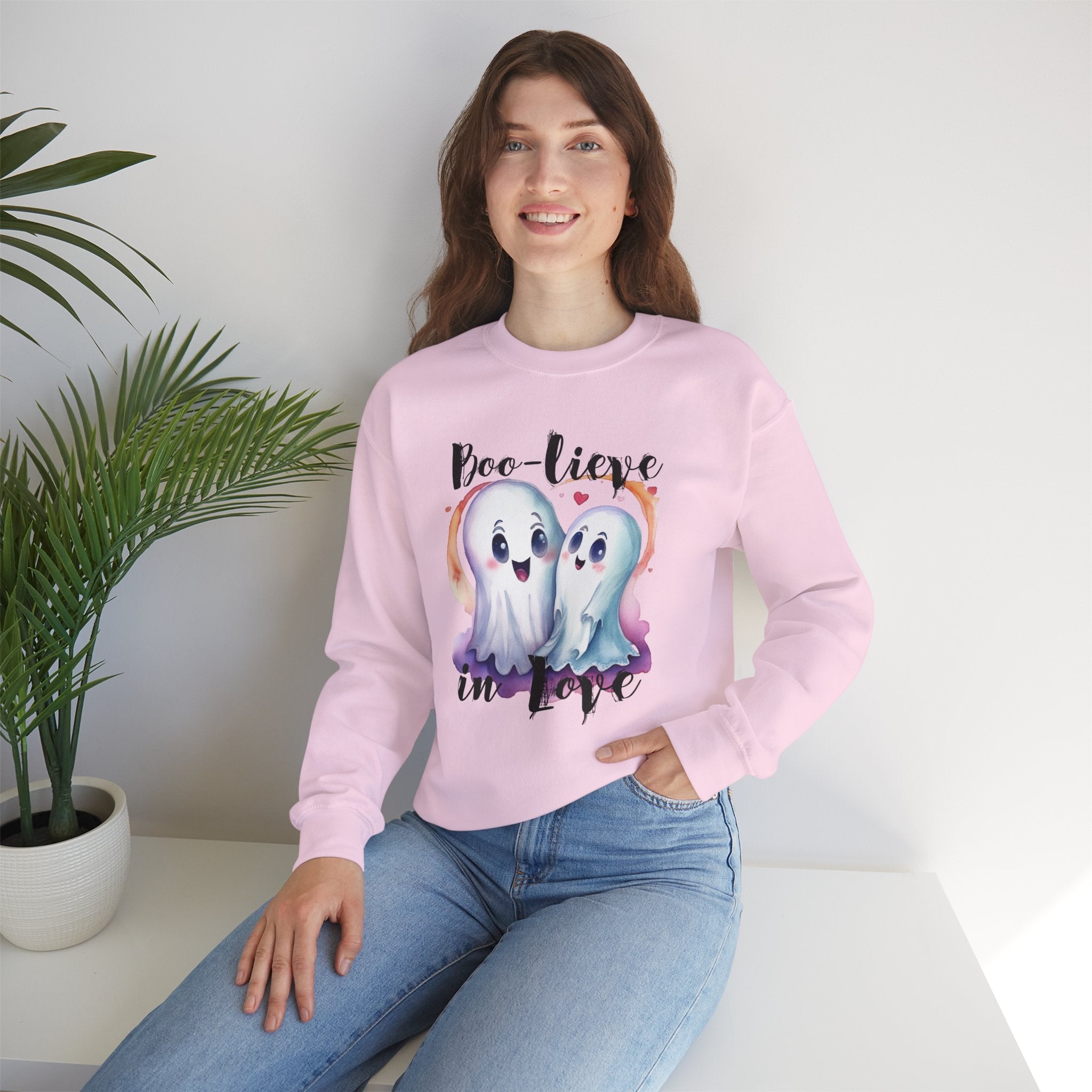 Boo-lieve in Love, Ghost love, Cute Ghosts, Halloween Ghosts in love, cute birthday or halloween gift, watercolor ghosts, Sweatshirt